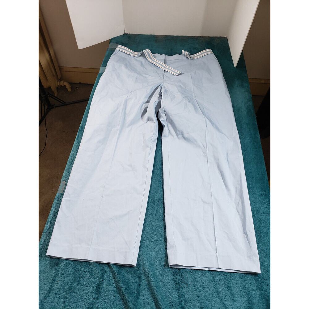 Norton Pants Sz 22 W Womens Blue Dress Stretch Mid Rise Belted Straight NWT